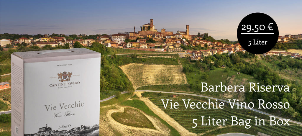 Barbera Riserva im 5 Liter Weinschlauch. Ein nachhaltig verpackter Rotwein der echte Klasse zeigt.